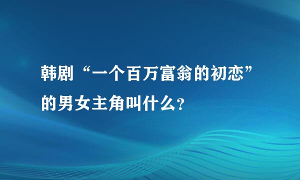 韩剧“一个百万富翁的初恋”的男女主角叫什么？