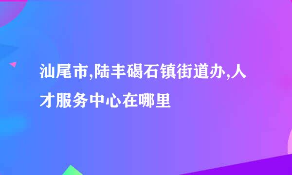 汕尾市,陆丰碣石镇街道办,人才服务中心在哪里