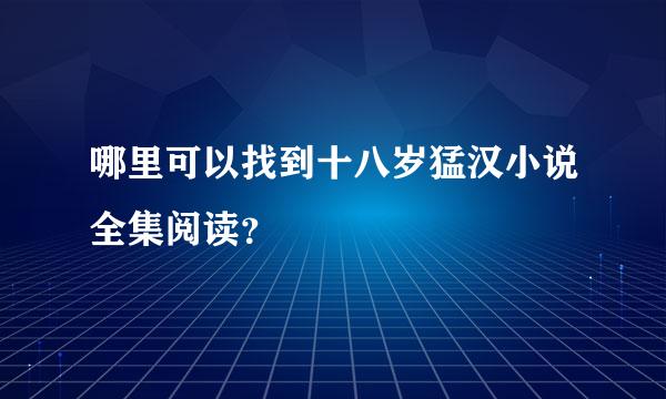 哪里可以找到十八岁猛汉小说全集阅读？