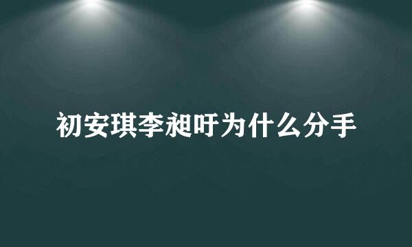 初安琪李昶吁为什么分手