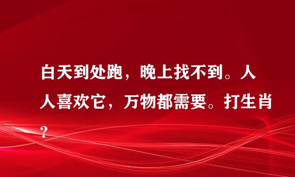 白天到处跑，晚上找不到。人人喜欢它，万物都需要。打生肖？