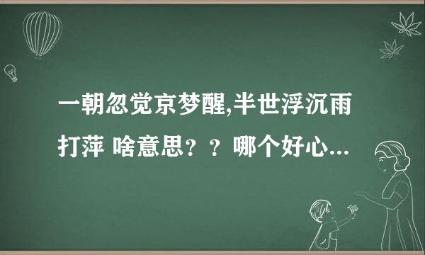 一朝忽觉京梦醒,半世浮沉雨打萍 啥意思？？哪个好心人帮忙解答一下