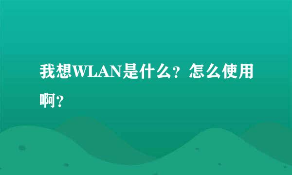 我想WLAN是什么？怎么使用啊？