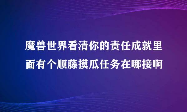 魔兽世界看清你的责任成就里面有个顺藤摸瓜任务在哪接啊