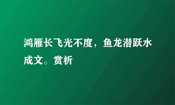 鸿雁长飞光不度，鱼龙潜跃水成文。赏析