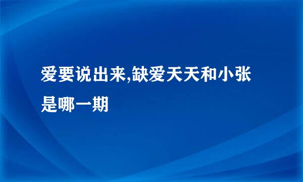 爱要说出来,缺爱天天和小张是哪一期