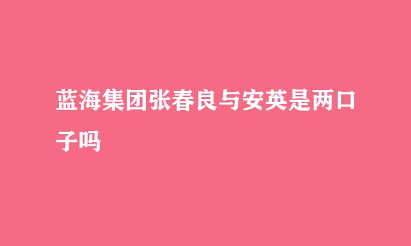 蓝海集团张春良与安英是两口子吗