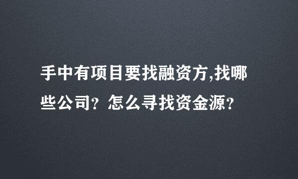 手中有项目要找融资方,找哪些公司？怎么寻找资金源？