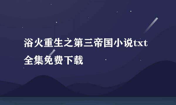 浴火重生之第三帝国小说txt全集免费下载