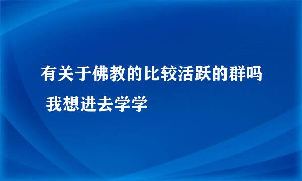 有关于佛教的比较活跃的群吗 我想进去学学