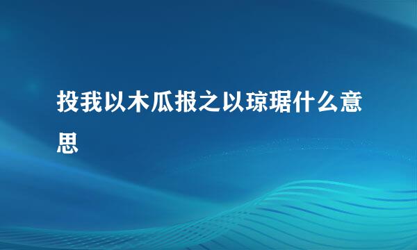 投我以木瓜报之以琼琚什么意思