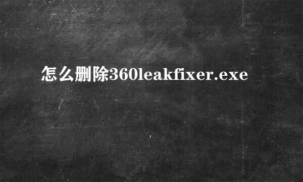 怎么删除360leakfixer.exe