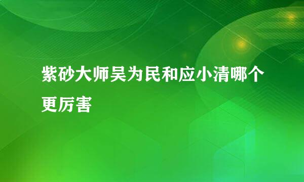 紫砂大师吴为民和应小清哪个更厉害