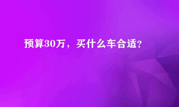 预算30万，买什么车合适？