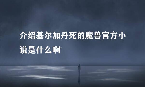 介绍基尔加丹死的魔兽官方小说是什么啊'