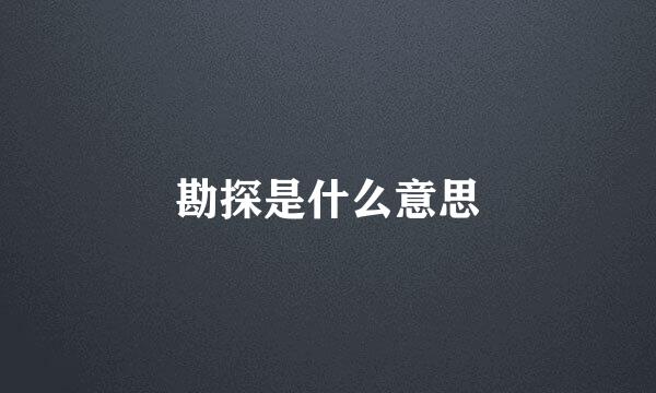 勘探是什么意思