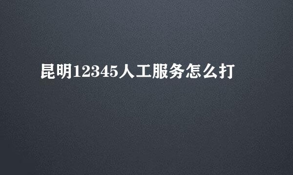 昆明12345人工服务怎么打