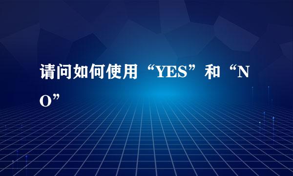 请问如何使用“YES”和“NO”