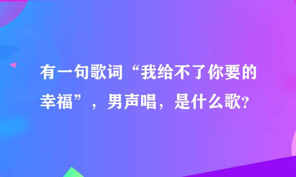 有一句歌词“我给不了你要的幸福”，男声唱，是什么歌？