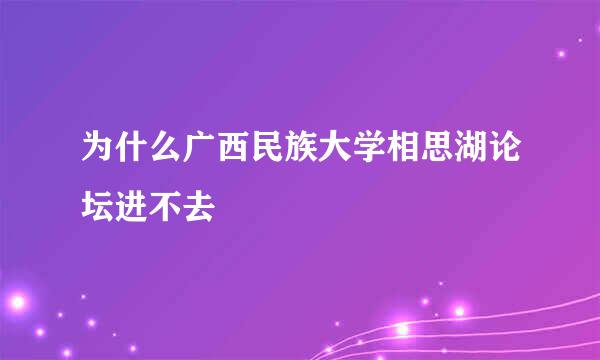 为什么广西民族大学相思湖论坛进不去