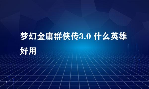 梦幻金庸群侠传3.0 什么英雄好用