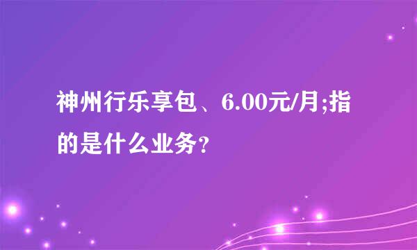 神州行乐享包、6.00元/月;指的是什么业务？