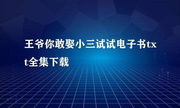 王爷你敢娶小三试试电子书txt全集下载