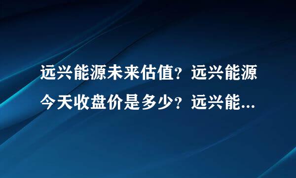 远兴能源未来估值？远兴能源今天收盘价是多少？远兴能源(000683)股吧？