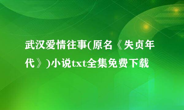 武汉爱情往事(原名《失贞年代》)小说txt全集免费下载