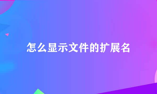 怎么显示文件的扩展名