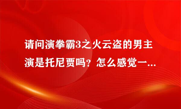 请问演拳霸3之火云盗的男主演是托尼贾吗？怎么感觉一点不象啊