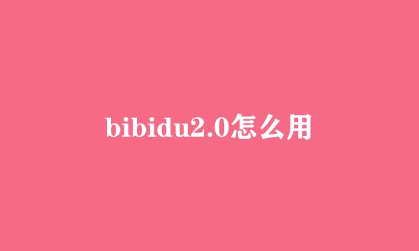 bibidu2.0怎么用