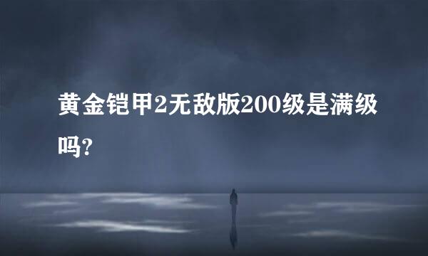 黄金铠甲2无敌版200级是满级吗?