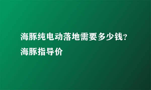 海豚纯电动落地需要多少钱？海豚指导价