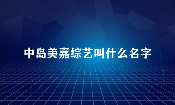 中岛美嘉综艺叫什么名字