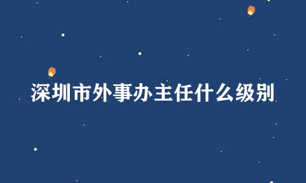 深圳市外事办主任什么级别