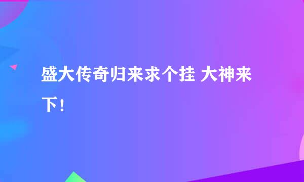 盛大传奇归来求个挂 大神来下！