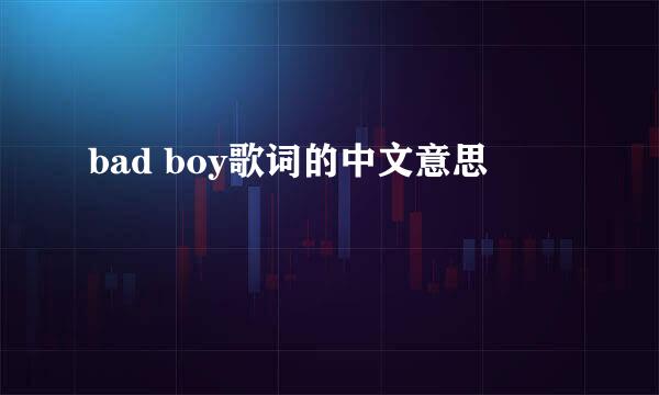 bad boy歌词的中文意思