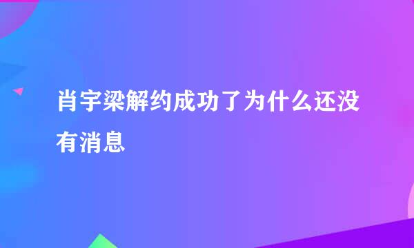 肖宇梁解约成功了为什么还没有消息