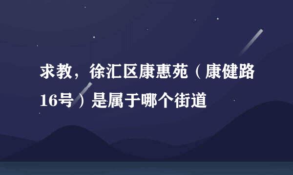 求教，徐汇区康惠苑（康健路16号）是属于哪个街道