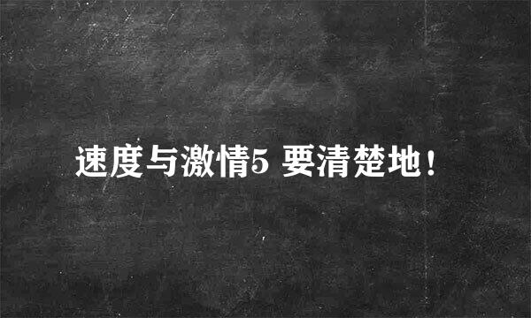 速度与激情5 要清楚地！