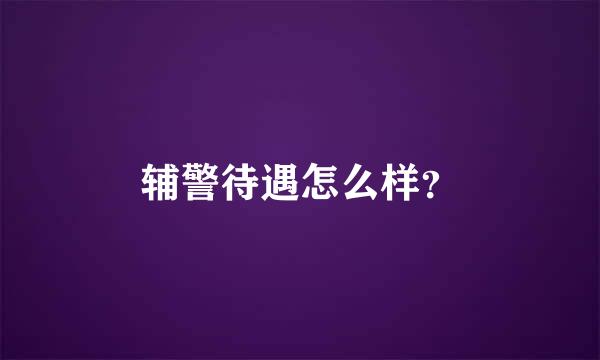 辅警待遇怎么样？