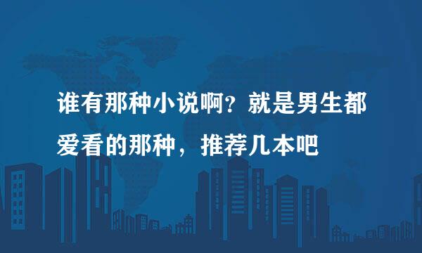 谁有那种小说啊？就是男生都爱看的那种，推荐几本吧