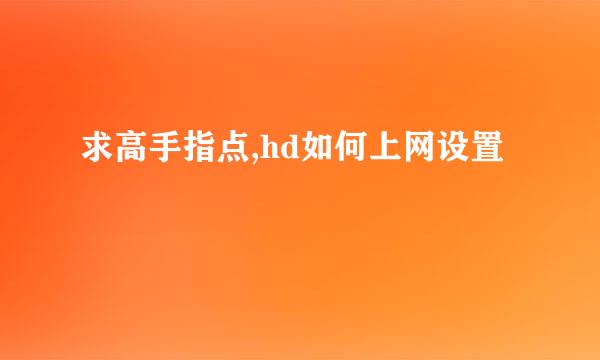 求高手指点,hd如何上网设置