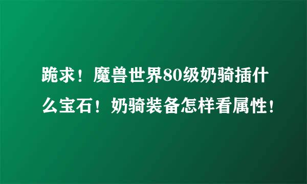 跪求！魔兽世界80级奶骑插什么宝石！奶骑装备怎样看属性！