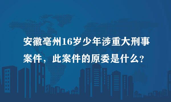 安徽亳州16岁少年涉重大刑事案件，此案件的原委是什么？