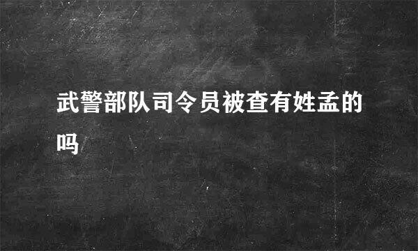 武警部队司令员被查有姓孟的吗