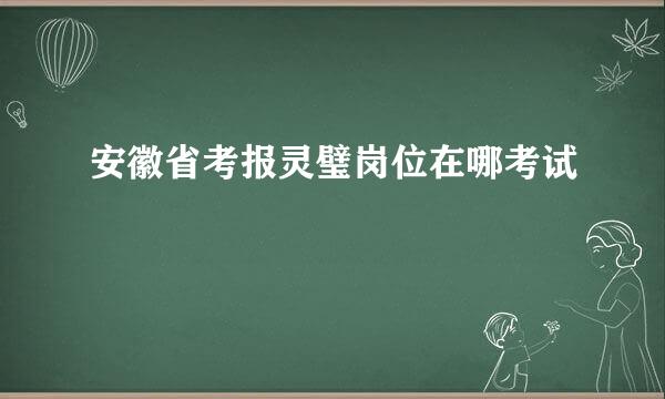 安徽省考报灵璧岗位在哪考试