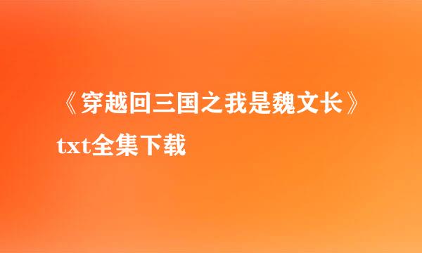 《穿越回三国之我是魏文长》txt全集下载