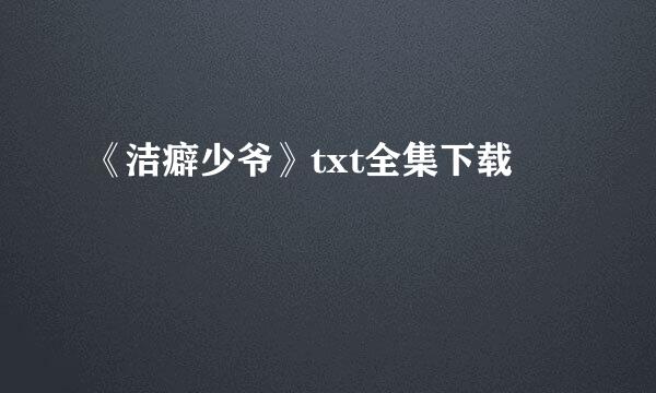 《洁癖少爷》txt全集下载